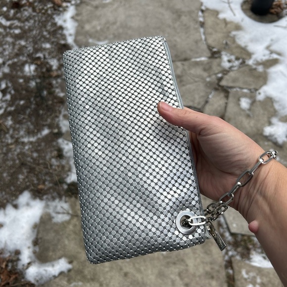 Olga Berg metallic clutch, 9”x4.5” - Picture 5 of 9